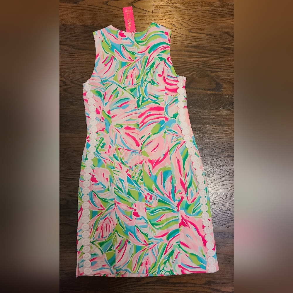 SOLD NWT Lily Pulitzer Mila shift dress, 0, pink blue green "Croc My World" - Picture 2 of 3